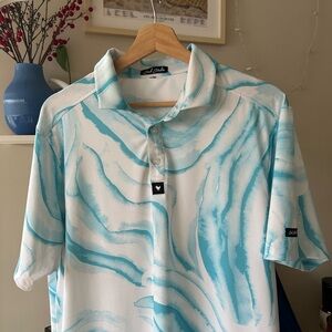 Bad Birdie Aqua Brushstroke Performance Golf Polo
